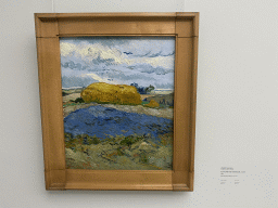 Painting `Wheat stack under a cloudy sky` by Vincent van Gogh at the Van Gogh Gallery at the Kröller-Müller Museum, with explanation