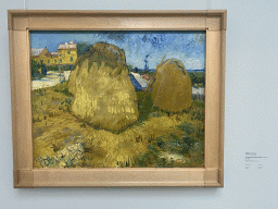 Painting `Wheat stacks in Provence` by Vincent van Gogh at the Van Gogh Gallery at the Kröller-Müller Museum, with explanation