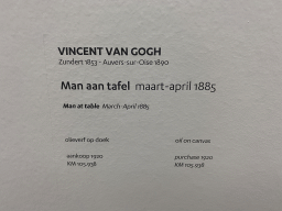 Explanation on the painting `Man at table` by Vincent van Gogh at the Van Gogh Gallery at the Kröller-Müller Museum