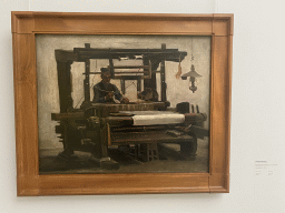 Painting `Loom with weaver` by Vincent van Gogh at the Van Gogh Gallery at the Kröller-Müller Museum, with explanation