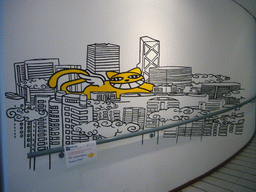 Drawing of a city skyline on a wall at the Graduate House of the Wang Gungwu Theatre of the University of Hong Kong