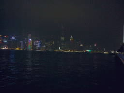 Victoria Harbour and the skyline of Hong Kong, viewed from Kowloon, by night