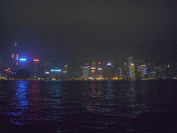 Victoria Harbour and the skyline of Hong Kong, viewed from Kowloon, by night