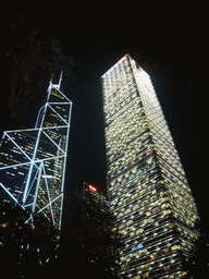 The Bank of China Tower and the Cheung Kong Centre, by night