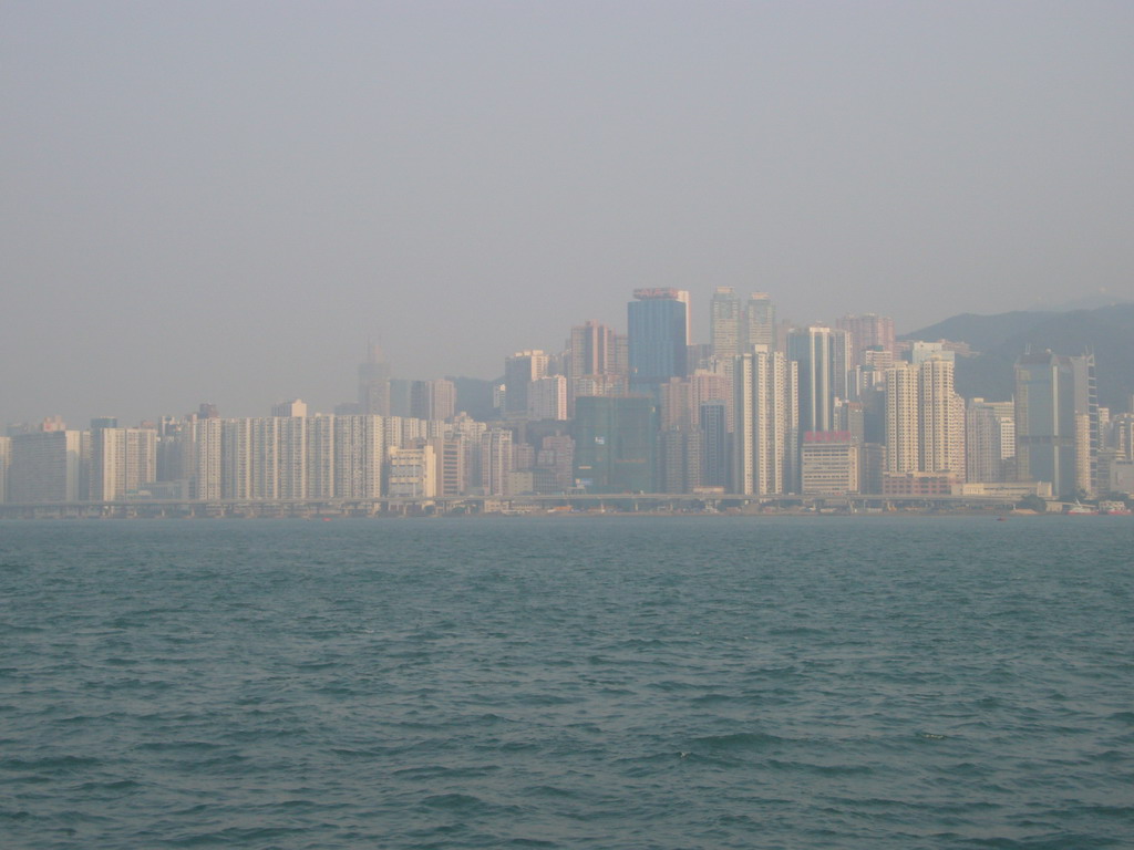 Victoria Harbour and the skyline of Hong Kong, viewed from the Avenue of Stars