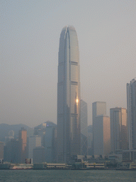 Victoria Harbour and the skyline of Hong Kong with the Two International Finance Centre, viewed from the Star Ferry from Kowloon to Hong Kong Island