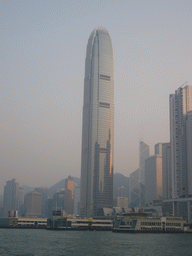 Victoria Harbour and the skyline of Hong Kong with the Two International Finance Centre and the Bank of China Tower, viewed from the Star Ferry from Kowloon to Hong Kong Island