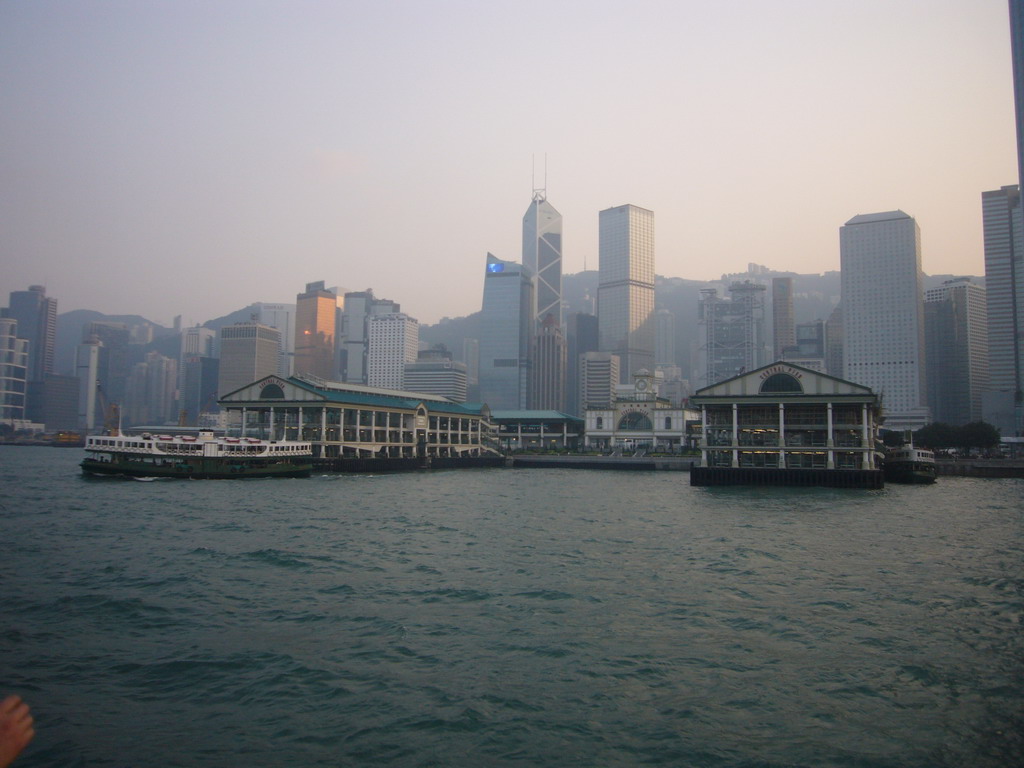 Victoria Harbour and the Central Ferry Piers at Hong Kong Island, viewed from the Star Ferry from Kowloon to Hong Kong Island