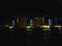 Victoria Harbour and the skyline of Kowloon, viewed from the Star Ferry from Kowloon to Hong Kong Island, by night