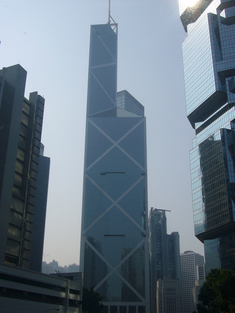 The Bank of China Tower and the Lippo Centre Towers, viewed from the Queensway