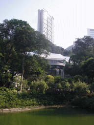 Waterfall and pond at Hong Kong Park