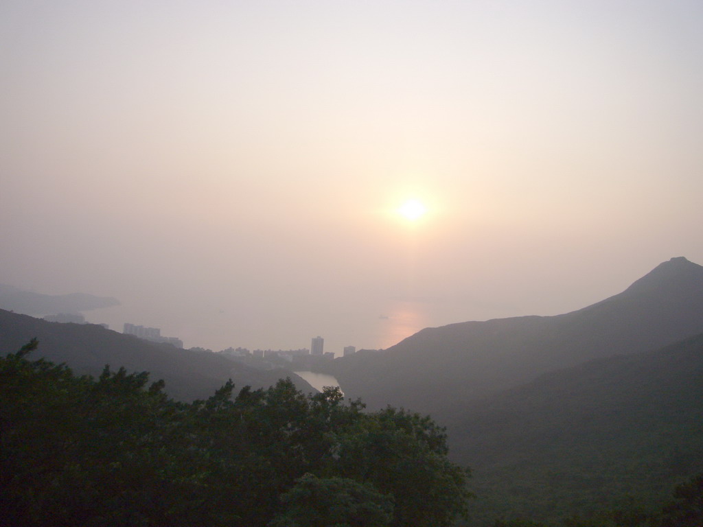 The west side of Hong Kong Island with Mount Davis, viewed from Victoria Peak, at sunset