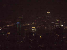 The skyline of Hong Kong and Kowloon with the Two International Finance Centre, and Victoria Harbour, viewed from Victoria Peak, by night