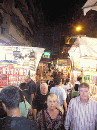 Market stalls in a street at Kowloon, by night