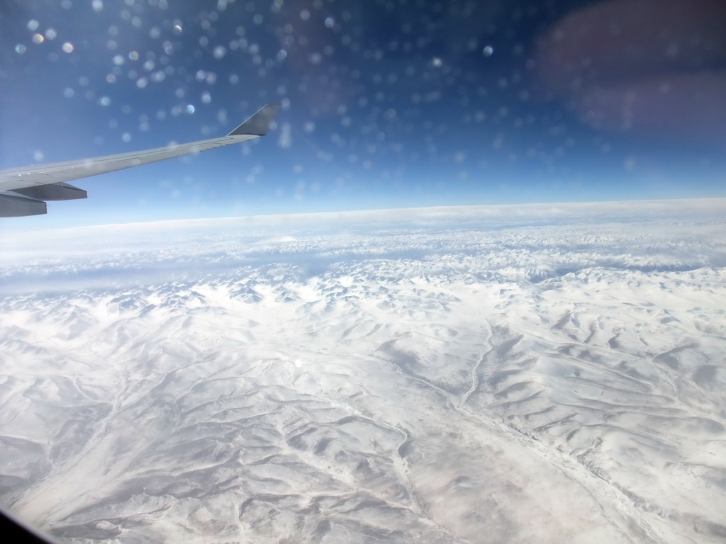 The Himalaya mountain range, viewed from the airplane from Munich