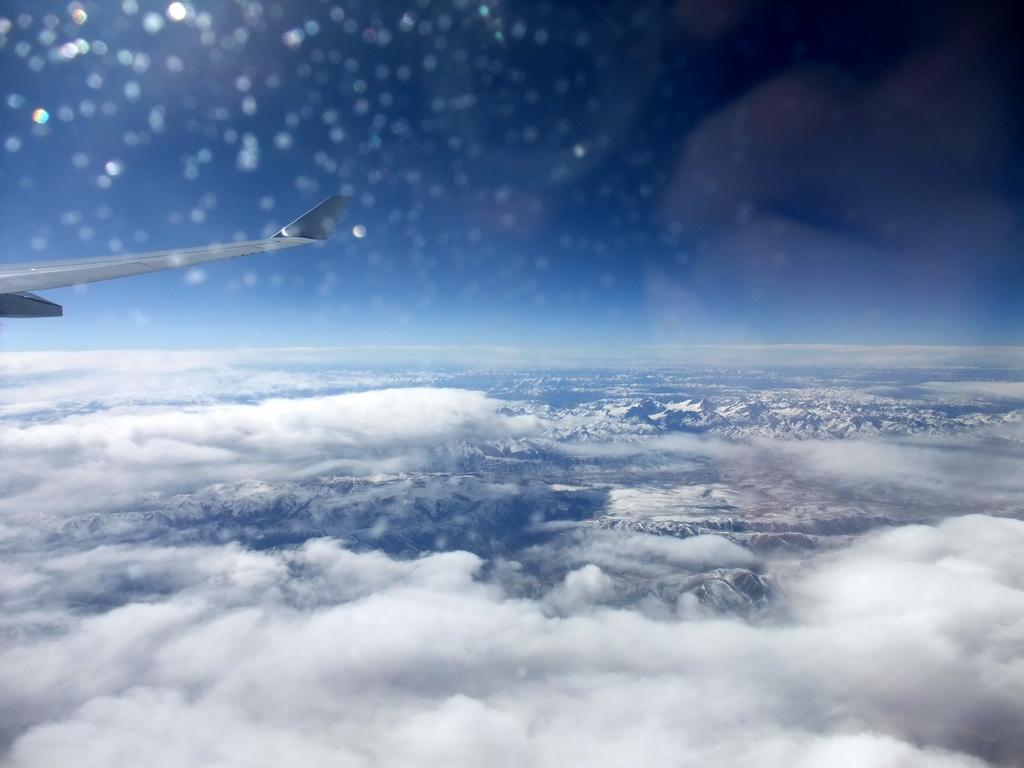 The Himalaya mountain range, viewed from the airplane from Munich