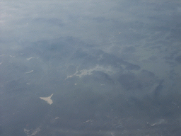 Hills and river in South China, viewed from the airplane from Munich