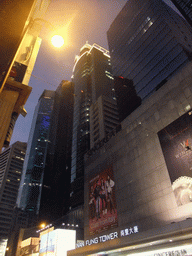 Nan Fung Tower and other buildings at the Des Voeux Road, by night