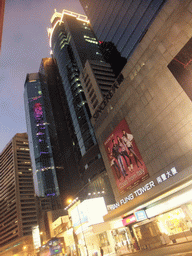 Nan Fung Tower and other buildings at the Des Voeux Road, by night