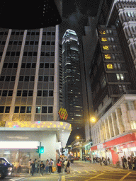 Two International Finance Centre building, viewed from the crossing of the Des Voeux Road and Pottinger Street, by night