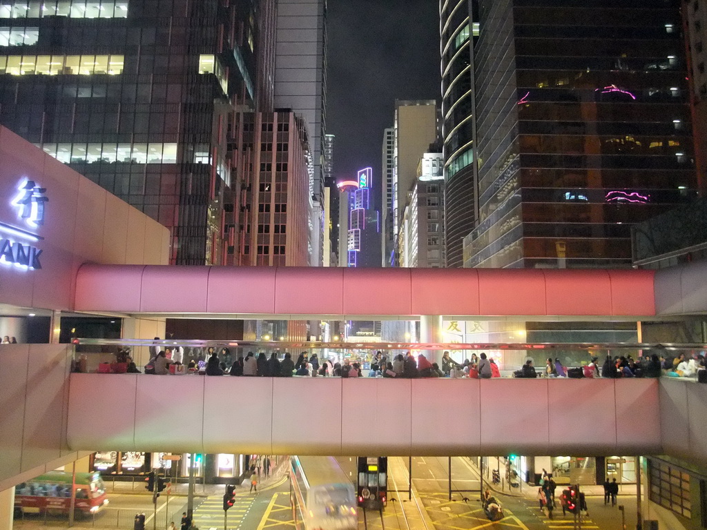 Pedestrian passage over Connaught Road, by night