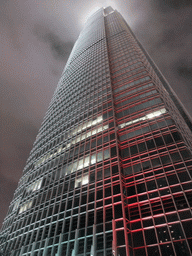 Two International Finance Centre building, viewed from the roof terrace of the IFC Mall, by night