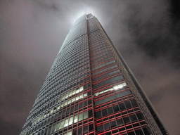 Two International Finance Centre building, viewed from the roof terrace of the IFC Mall, by night