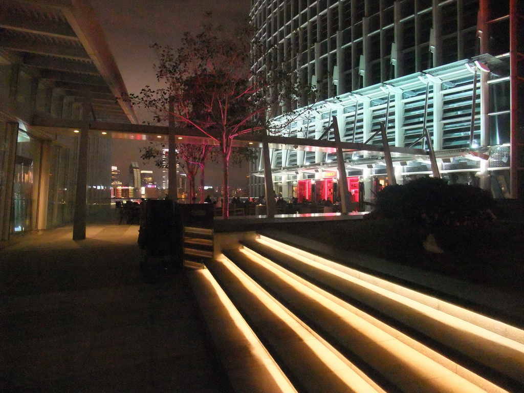 The roof terrace of the IFC Mall, by night