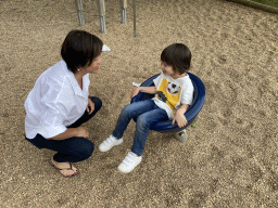 Miaomiao and Max at the playground at the petting zoo near the Vayamundo Houffalize hotel