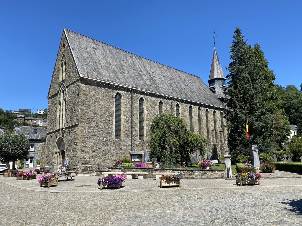 Right front of the Église Sainte-Catherine church at the Cour de l`Abbaye court
