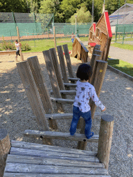 Max on a walkway at the playground of the Houtopia recreation center