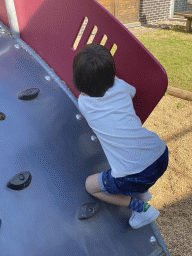 Max at the playground next to the Le Buffet restaurant at the Vayamundo Houffalize hotel