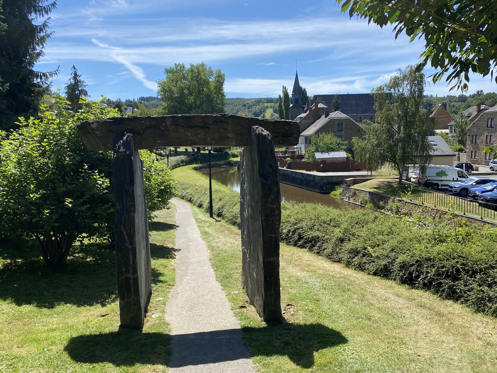 Entrance gate to the minigolf court at the northeast side of the town at the Cour de l`Abbaye court