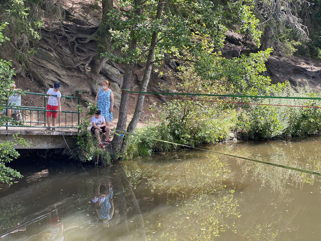 People catching crayfish in the Eastern Ourthe river at the back side of the Vayamundo Houffalize hotel