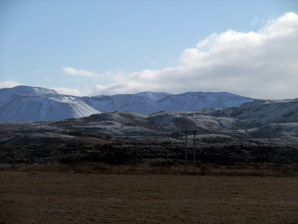 Mountains west of Hveragerthi, viewed from a parking place alongside the Suðurlandsvegur road