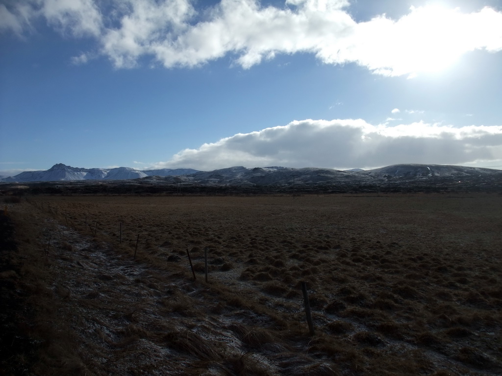 Mountains west of Hveragerthi, viewed from a parking place alongside the Suðurlandsvegur road