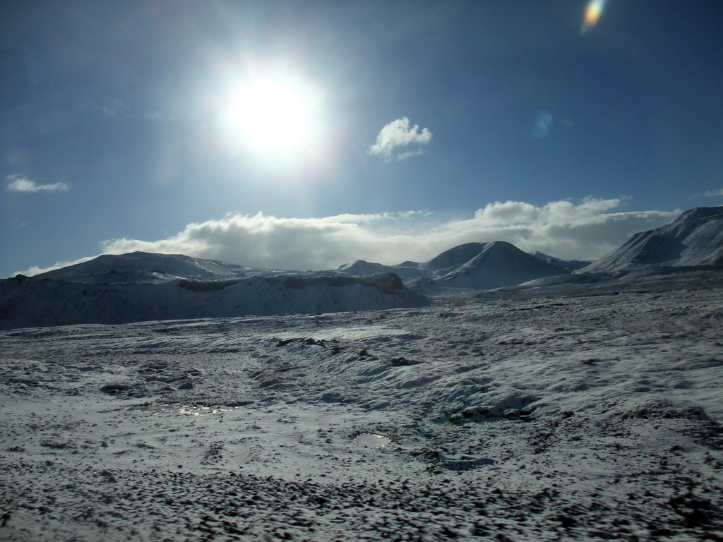 Mountains west of Hveragerthi, viewed from the rental car on the Suðurlandsvegur road