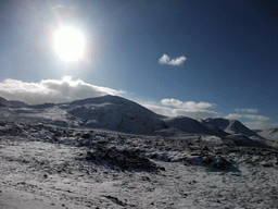 Mountains west of Hveragerthi, viewed from the rental car on the Suðurlandsvegur road