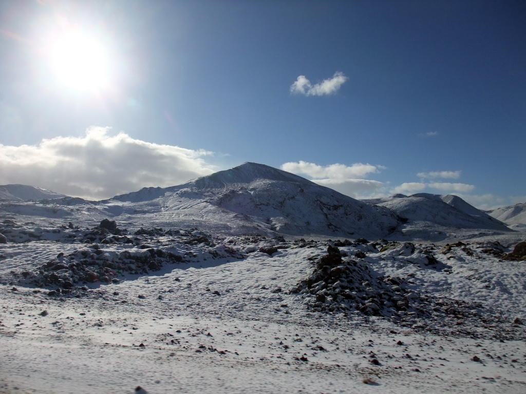 Mountains west of Hveragerthi, viewed from the rental car on the Suðurlandsvegur road