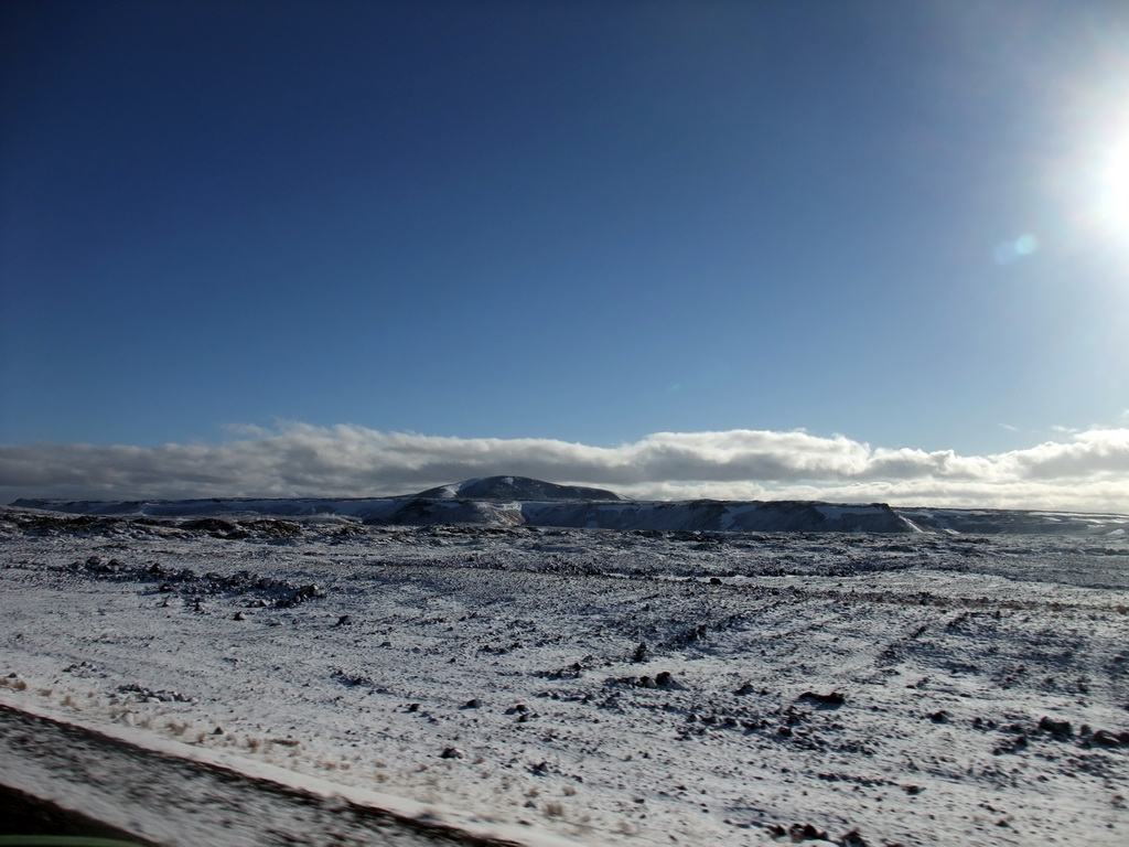 Mountains west of Hveragerthi, viewed from the rental car on the Suðurlandsvegur road