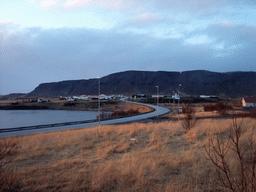 The town of Selfoss, viewed from a parking place alongside the Suðurlandsvegur road