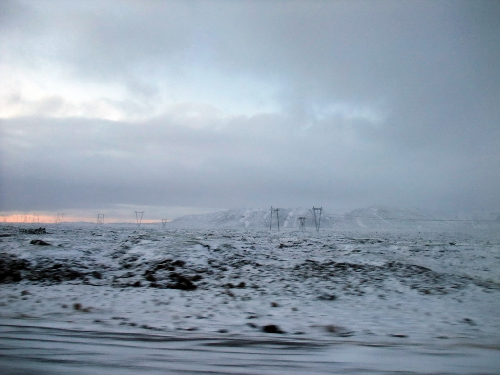 Mountains west of Hveragerthi, viewed from the rental car on the Suðurlandsvegur road