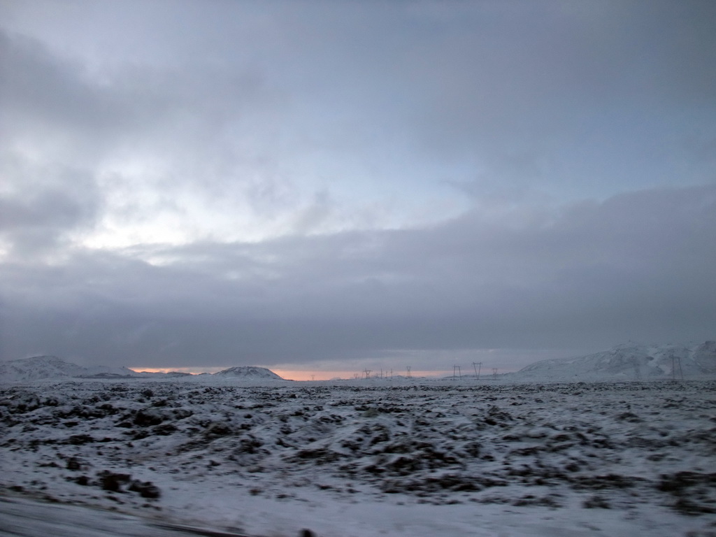 Mountains west of Hveragerthi, viewed from the rental car on the Suðurlandsvegur road