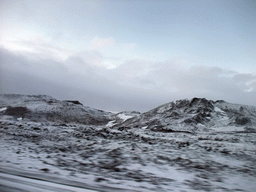 Mountains west of Hveragerthi, viewed from the rental car on the Suðurlandsvegur road