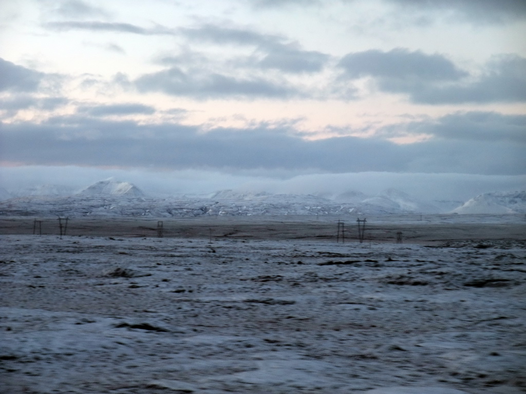 Mountains west of Hveragerthi, viewed from the rental car on the Suðurlandsvegur road