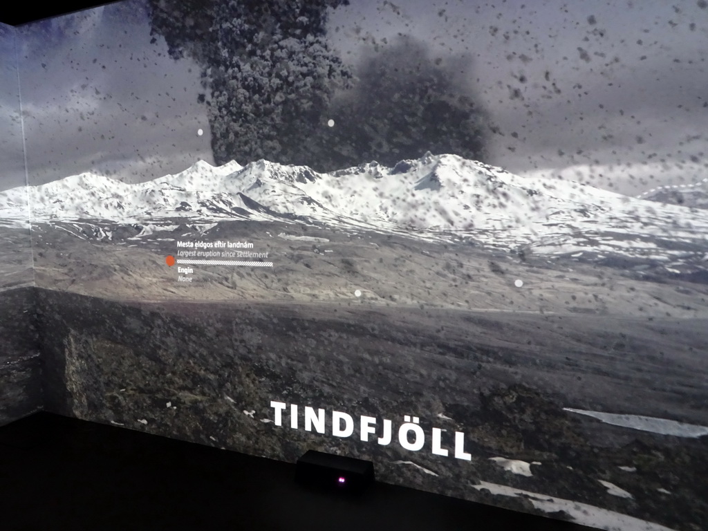 Information on the Tindfjöll volcano at the Site of Actual Volcanoes Hall at the Lava Centre