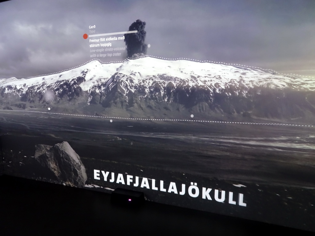 Information on the Eyjafjallajökull volcano at the Site of Actual Volcanoes Hall at the Lava Centre