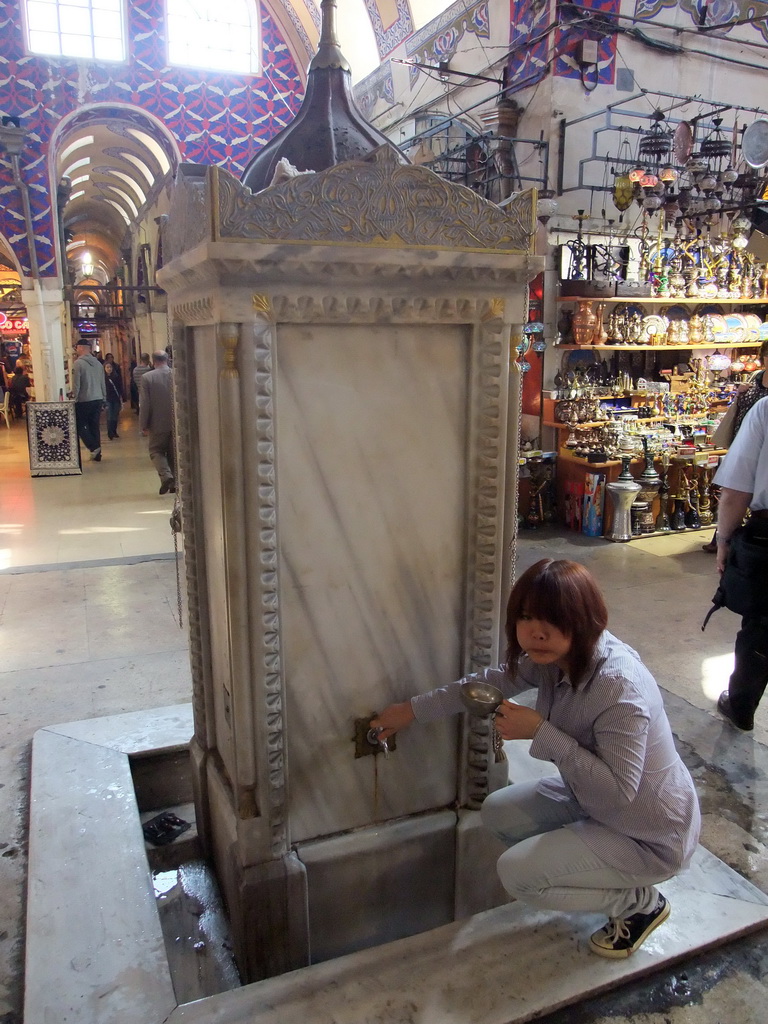 Miaomiao at the fountain in the Grand Bazaar