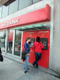 Ana and Nardy at an ATM in Ordu Caddesi street