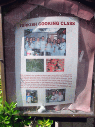 Information on a Turkish cooking class at Sarnic Hotel in Kücuk Ayasofya Caddesi street